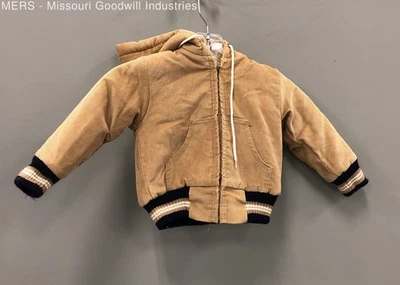 OshKosh Boys Toddler Brown Corduroy Zip Hooded Jacket - Size 3T - Image 1 of 4