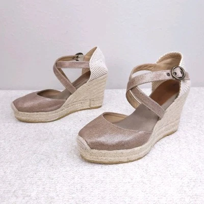 Sandalia de cuña alpargata Bettye Muller para mujer 8,5 oro rosa tiras plataforma bomba Foto 1 de 4