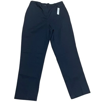 Lands' End Women's 10 Petite Black High Rise Straight Leg Cotton Blend Pants NWT - Image 1 of 4