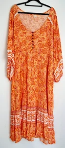 MAHALO Size M Maxi " Hey Queen" Print 3/4 Sleeve Adjustable Waist Button Up BNNT - Bild 1 von 9