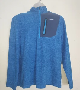 Eddie Bauer Men's Fleece Pullover  Large 1/4 Zip Lightweight  Outdoor Royal Blue - Picture 1 of 6