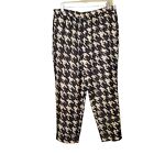 J Crew Collection Silk Twill Pull On Pant In Houndstooth Tan Black Size 12