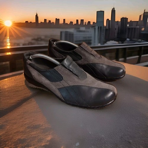 Mocassini da bingo Clarks Bendables donna 8M comodi 83494 in pelle grigia slip on