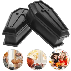 2pcs Halloween Haunted House Prank Props Black Coffin Plastic Decoration - Picture 1 of 9