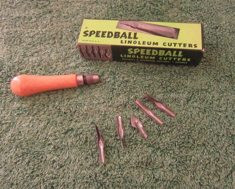 MANGO DE CARGA VINTAGE SPEEDBALL LINÓLEO #1 Y 5 CORTADORES Foto 1 de 1