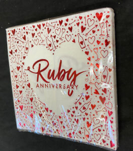 40th Ruby Wedding Anniversary 16 Lunch Napkins Hearts Foil Stamped Quality 3ply