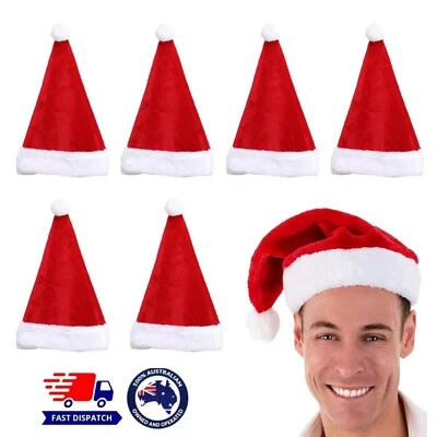 Santa Hat Christmas Fluffy Soft Plush Xmas Cap Holiday Costume Office Party - image 1 of 4