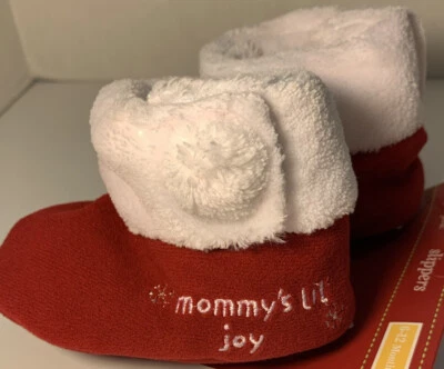 Botines Carter's Christmas Holiday "Mommy's Lil Joy" Talla 6-12 Meses Papá Noel Rojo Foto 1 de 4