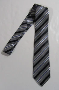Donald J. Trump Signature Collection Necktie Neck Tie Black & Blue Striped - Picture 1 of 3