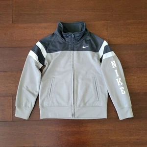 Nike Boys Gray Colorblock Zip-Up Athletic Track Jacket Size 6 Spellout on Sleeve - Picture 1 of 10