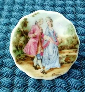 Pin China Coalport 18to C. Pareja en Jardín Joyería Vintage - Imagen 1 de 2
