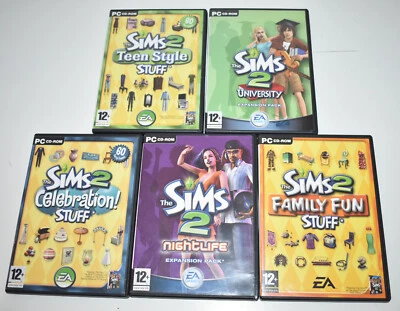 The Sims 2 PC CD Rom 5 Expansion Packs Celebration University Nightlife Teen - Image 1 of 4