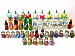 44 Dollhouse Miniature Assorted Drinks * Doll Mini Tiny Cola Soda Cans Bottles