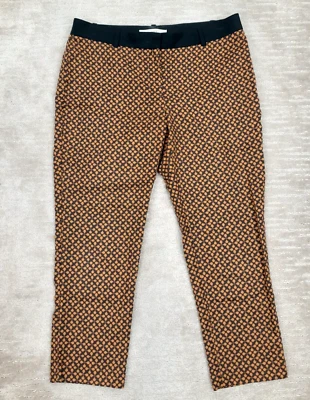 Ann Taylor Loft Mujer 8P Marisa Tobillo Recortado Naranja Negro Geométrico Carrera Informal Foto 1 de 4