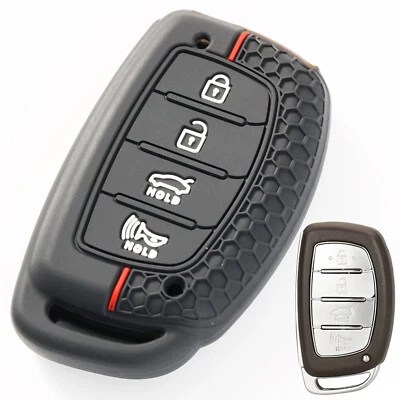For Hyundai Tucson Santa Fe Sonata Silicone 4 Button Key Fob Cover Case Shell Foto 1 de 4