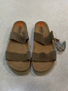 Sandalias Biostep Mujer Gamuza Cuero Zapatos Talla 9.5 Marrón Nuevas con Etiquetas - Imagen 1 de 9