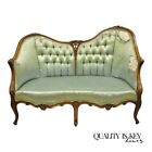 Antique French Louis Xv Style Carved Walnut Double Hump Back Settee Loveseat