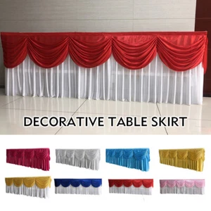 3/6m Long Tassel Ice Silk Swag Drape Panel Valance Cloth + Curtain Table Skirt - Picture 1 of 19