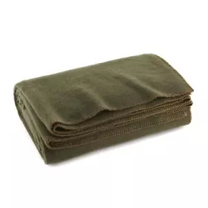 Olive Drab Green Wool Fire Retardant Blanket 66x90 - Picture 1 of 7