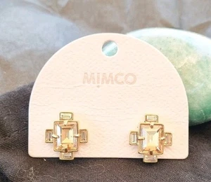 💜DREAMS 18K Shiny Gold-toned Glass Crystal STUD EARRINGS by MIMCO RRP $70💜 - Picture 1 of 6