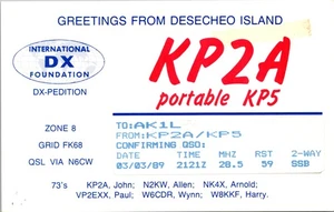1989 KP2A/KP5 Desecheo Island DXpedition QSL Card to AK1L Rare DX SSB - Picture 1 of 2