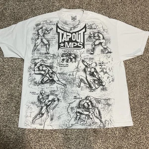 Vintage Tapout MPS Herren 2XL Hemd Grau MMA Fighting All Over Print Y2K - Bild 1 von 8