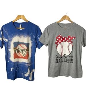 Mama Baseball T-Shirt Paket Busy Raising Ballers Tee Mom Life Shirts Größe Small - Bild 1 von 12