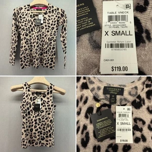 Charter Club Cashmere Twinset Womens XS Leopard Print Sweater & Shell NWT 2-Pcs - Picture 1 of 19