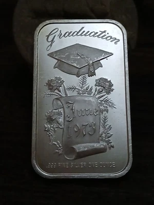 1 oz de plata 999 en esta barra de arte de graduación 1973 de colección oferta del día cena baja Foto 1 de 4