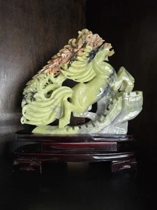 10.5lbs 14" X 12" Top Quality Natural Green Jade Hand Carved Horse Monkey Statue - Picture 1 of 6