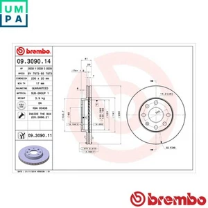 2x BRAKE DISC 09.3090.11 FOR DAEWOO RACERHatchbackLANOSNEXIA CHEVROLET 1.5L 4cyl - Picture 1 of 7