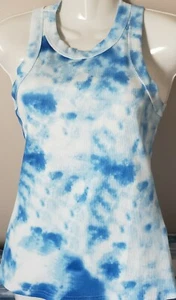 Top sin mangas Tecrew talla S azul tinte acanalado tejido escote redondo nuevo con etiquetas mezcla de algodón - Imagen 1 de 7