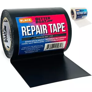 Black Fabric Repair Tape Boat Covers Canvas Tent Repair Tape Camper RV Awning - Picture 1 of 6