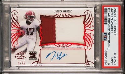 Jaylen Waddle Trinity 2021 RC Rookie GAME WORN Patch Auto - RPA /25 - PSA 9 - Image 1 of 4