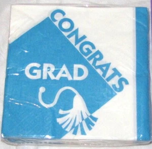 Luncheon Napkins Turquoise New Grad 36/pk #21691, Graduation Napkins, Turquoise - Picture 1 of 2