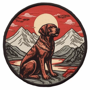 Chocolate Lab Patch Iron-on Applique Nature Badge Mountain Hiking Dog Canine K9  - Picture 1 of 12