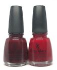 China Glaze Nail Polish Velvet Bow 1017 + Winter Berry 1018 Creme Red Lacquer