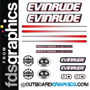 Evinrude 90hp Ficht outboard engine decals/sticker kit - Picture 1 of 1