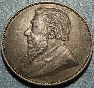 1896 SOUTH AFRICAN or TRANSVAAL REPUBLIC Sterling Silver "SHILLING" Paul Kruger - Picture 1 of 2