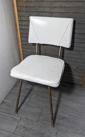 Vintage Joal-Flex Retro Mid Century Modern White Vinyl Vanity Chair Cover