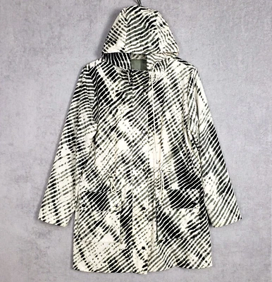 Jaqueta grande Soft Surroundings Go Lively com capuz Anorak verde Shibori forrada chuva - Imagem 1 de 4