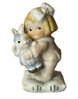 Dolly Dingle Jesus Loves You Figurine Girl Holding Bunny 1988 # 725201 Ceramic