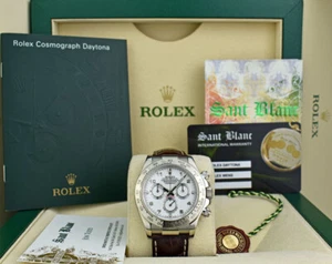 ROLEX 18kt White Gold DAYTONA White Arabic Dial Brown Strap 116519 - SANT BLANC - Picture 1 of 9