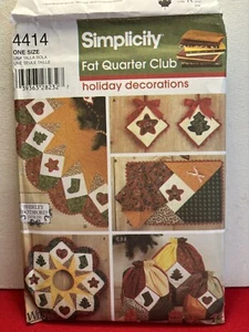 Simplicity 4414 Fat Quarter Club Holiday Decorations Uncut 2005 Wrights - Picture 1 of 10