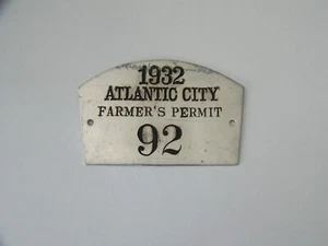 Atlantic City New Jersey NJ 1932 Permesso Agricoltori #92 Metallo - Foto 1 di 2