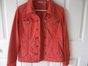 Chico's Jeansjacke Damen Größe 0 Orange Langarm Knopfleiste Taschen - Bild 1 von 11