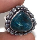 925 Silver Plated-blue Apatite Ethnic Gemstone Ring Jewelry Us Size-6.5 Au W554