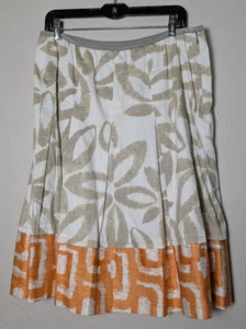 Nic & Zoe Skirt A-line Inverted Pleat cotton Career Casual Skirt 14 White Orange - Picture 1 of 3