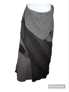 Richard Malcolm Skirt Women 12 Gray Black  Linen Blend A Line Mermaid Skirt  - Picture 1 of 12
