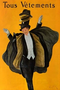 FASHION HAT TOUS VETEMENTS ALL CLOTHING MEN'S STORE FRENCH VINTAGE POSTER REPRO - Picture 1 of 3